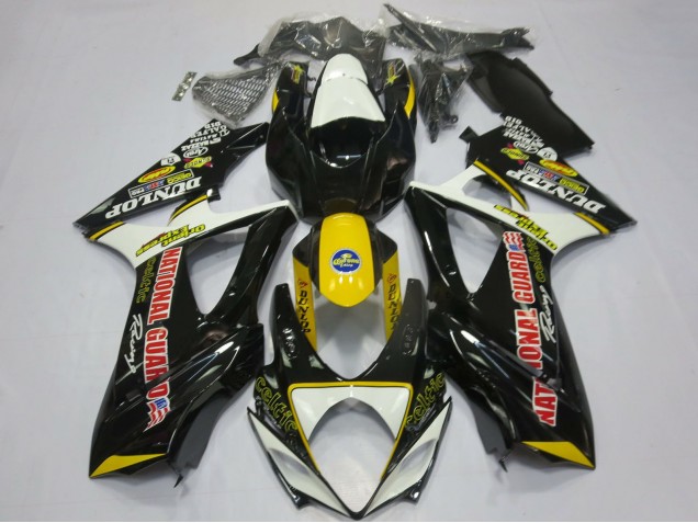 Acquista Carene Moto Suzuki GSXR 1000 2007-2008 - Bianco Giallo Rosso Nero Dunlop