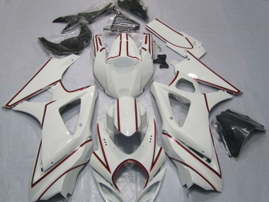 Acquista Carene Moto Suzuki GSXR 1000 2007-2008 - Bianco Rosso Gessato