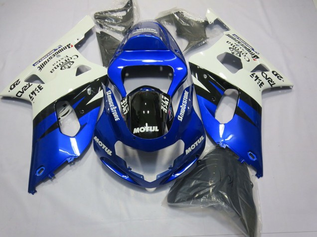 Acquista Carene Moto Suzuki GSXR 600 / GSXR 750 2001-2003 - Bianco Blu Nero Lucido
