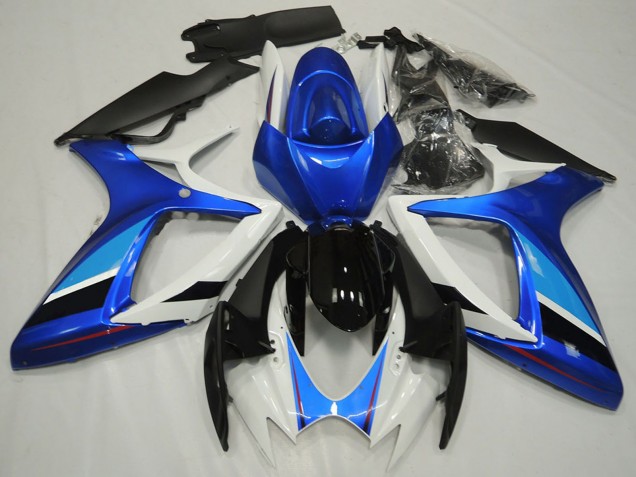Acquista Carena Moto Suzuki GSXR 600 / GSXR 750 2006-2007 - Bianco Blu Nero Lucido Banda