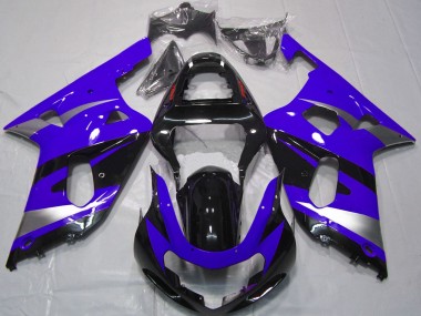 Acquista Carene Moto Suzuki GSXR 600 / GSXR 750 2001-2003 - Blu Argento Nero Lucido OEM Stile
