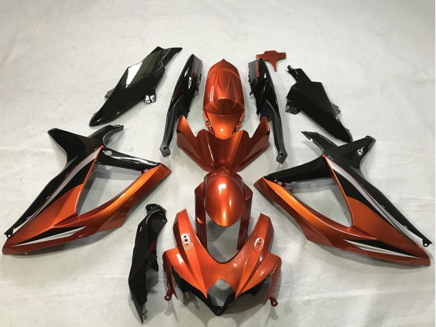 Acquista Carene Moto Suzuki GSXR 600 / GSXR 750 2008-2010 - Burnt Arancia Nero Lucido