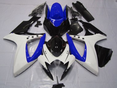 Acquista Carene Moto Suzuki GSXR 600 / GSXR 750 2006-2007 - Bianco Blu Nero Lucido Stella
