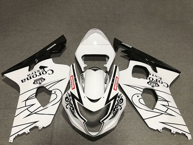 Acquista Carene Moto Suzuki GSXR 600 / GSXR 750 2004-2005 - Bianco Nero Lucido Corona Motul Stile