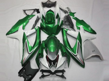 Acquista Carene Moto Suzuki GSXR 600 / GSXR 750 2008-2010 - Bianco Verde Argento Nero Lucido