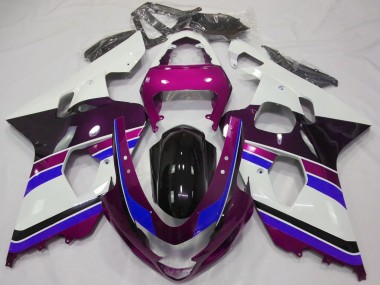 Acquista Carene Moto Suzuki GSXR 600 / GSXR 750 2004-2005 - Bianco Rosa Blu Nero Lucido