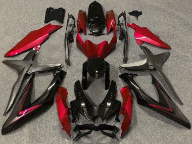 Acquista Carene Moto Suzuki GSXR 600 / GSXR 750 2008-2010 - Rosso Nero Lucido Nero Opaco