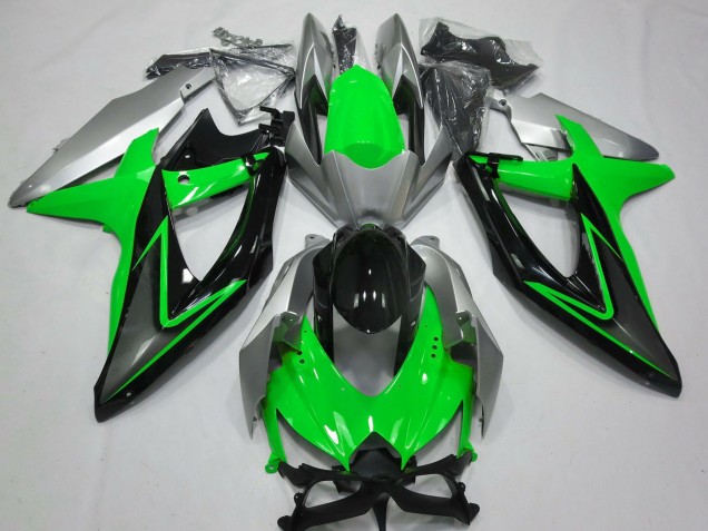 Acquista Carene Moto Suzuki GSXR 600 / GSXR 750 2008-2010 - Argento Verde Grigio Nero