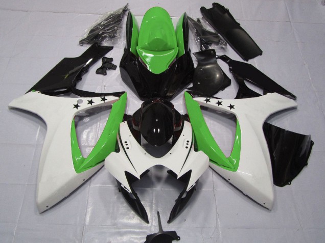 Acquista Carene Moto Suzuki GSXR 600 / GSXR 750 2006-2007 - Verde Bianco Nero Lucido Stella