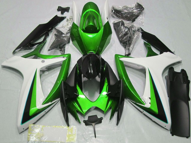 Acquista Carene Moto Suzuki GSXR 600 / GSXR 750 2006-2007 - Verde Bianco Nero Lucido