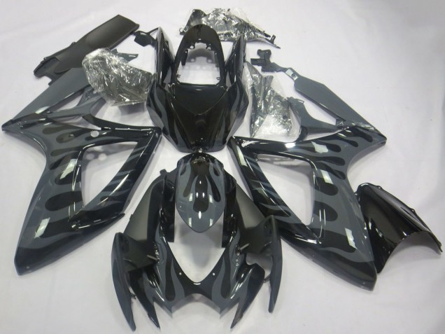 Acquista Carene Moto Suzuki GSXR 600 / GSXR 750 2006-2007 - Grigio Nero Fiamma