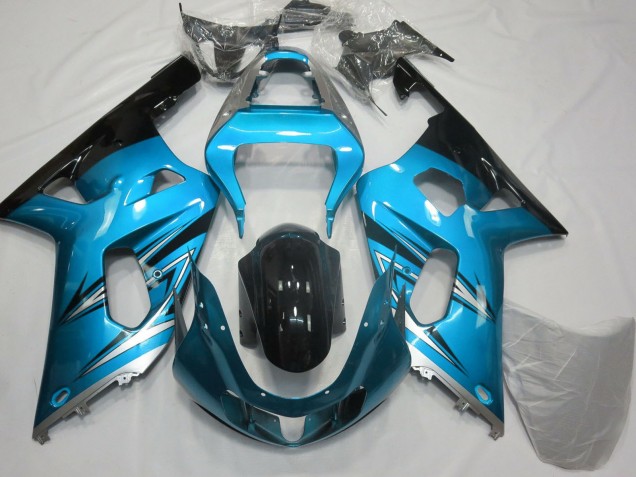 Acquista Carene Moto Suzuki GSXR 600 / GSXR 750 2001-2003 - Azzurro Chiaro Argento Nero Lucido
