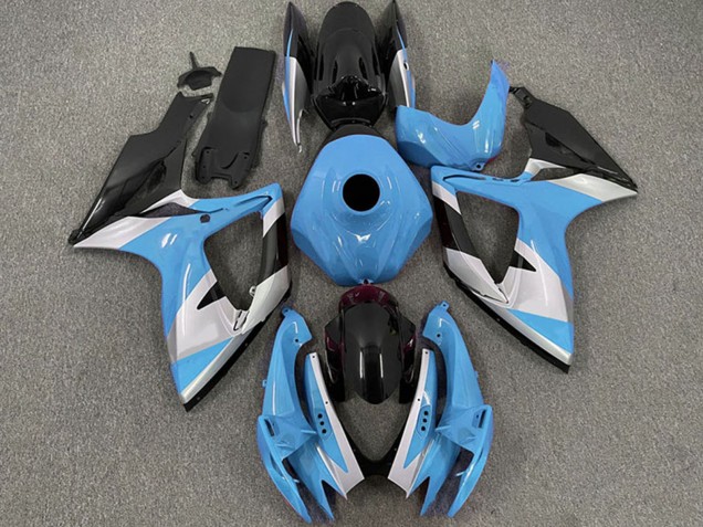 Acquista Carene Moto Suzuki GSXR 600 / GSXR 750 2006-2007 - Azzurro Chiaro Bianco Nero Lucido