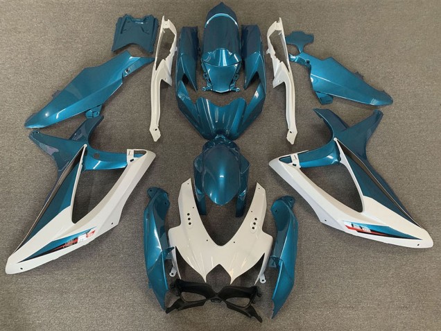Acquista Carene Moto Suzuki GSXR 600 / GSXR 750 2008-2010 - Bianco Azzurro Chiaro OEM Stile