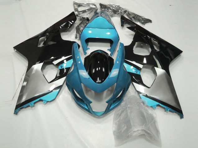 Acquista Carene Moto Suzuki GSXR 600 / GSXR 750 2004-2005 - Azzurro Chiaro Argento Nero Lucido