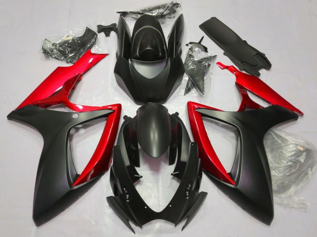 Acquista Carene Moto Suzuki GSXR 600 / GSXR 750 2006-2007 - Nero Opaco Rosso