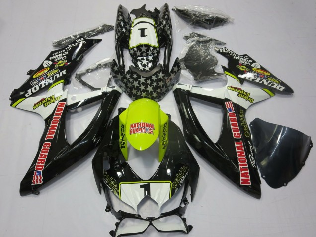Acquista Carene Moto Suzuki GSXR 600 / GSXR 750 2008-2010 - Bianco Giallo Rosso Nero National Guard