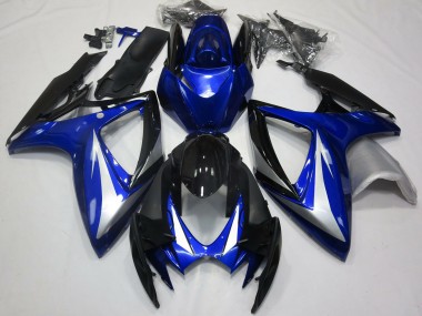 Acquista Carene Moto Suzuki GSXR 600 / GSXR 750 2006-2007 - Blu Argento Nero Lucido OEM Stile