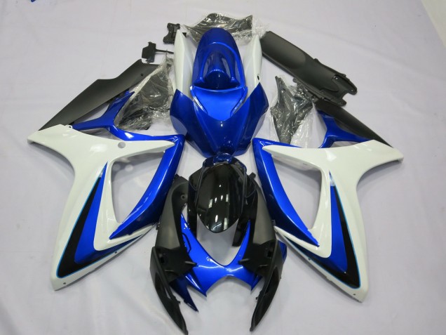 Acquista Carene Moto Suzuki GSXR 600 / GSXR 750 2006-2007 - Bianco Blu Nero Lucido OEM Stile