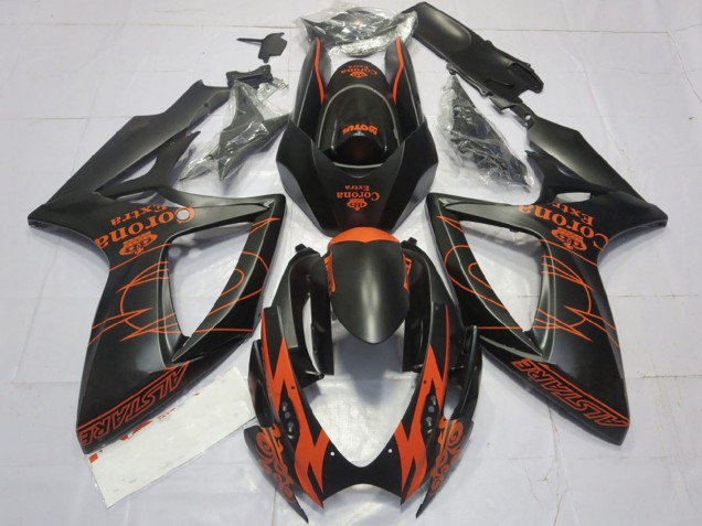 Acquista Carene Moto Suzuki GSXR 600 / GSXR 750 2006-2007 - Nero Opaco Arancia Corona Extra Alstare Motul