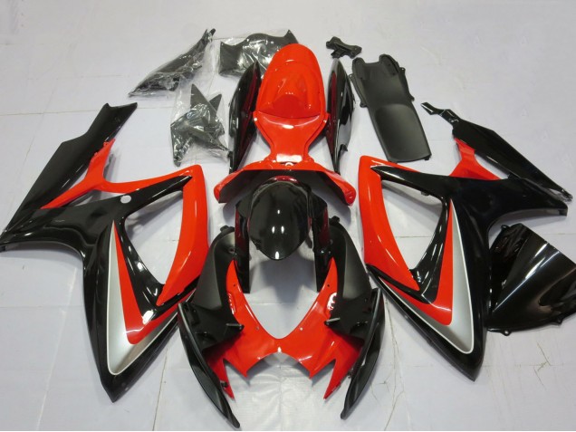 Acquista Carene Moto Suzuki GSXR 600 / GSXR 750 2006-2007 - Rosso Argento Nero Lucido