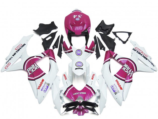 Acquista Carene Moto Suzuki GSXR 600 / GSXR 750 2008-2010 - Bianco Rosa Motul Lucky Strike 34
