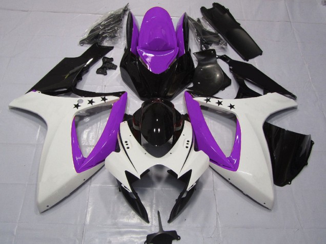 Acquista Carene Moto Suzuki GSXR 600 / GSXR 750 2006-2007 - Viola Bianco Nero Lucido Stella