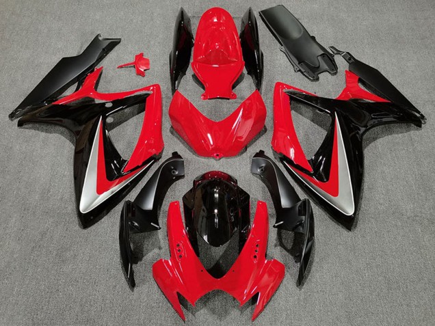 Acquista Carene Moto Suzuki GSXR 600 / GSXR 750 2006-2007 - Rosso Grigio Nero Lucido OEM Stile