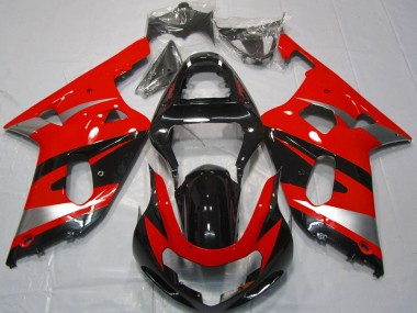 Acquista Carene Moto Suzuki GSXR 600 / GSXR 750 2001-2003 - Rosso Argento Nero Lucido OEM Stile