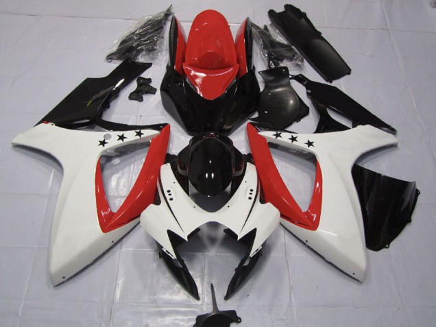 Acquista Carene Moto Suzuki GSXR 600 / GSXR 750 2006-2007 - Rosso Bianco Nero Lucido