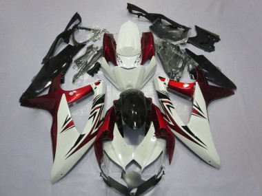 Acquista Carene Moto Suzuki GSXR 600 / GSXR 750 2008-2010 - Bianco Rosso Nero Lucido