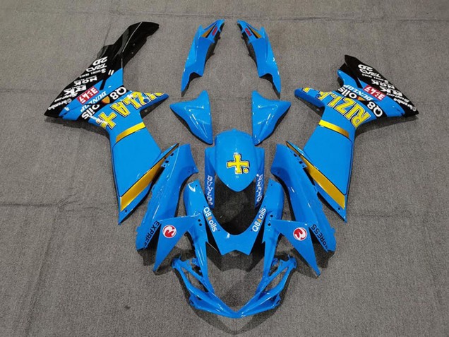 Acquista Carene Moto Suzuki GSXR 600 / GSXR 750 2011-2024 - Blu Giallo Oro Nero Rizla