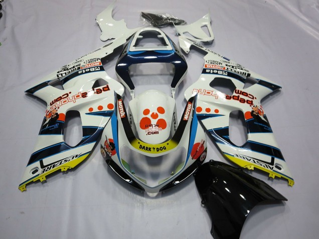 Acquista Carene Moto Suzuki GSXR 600 / GSXR 750 2001-2003 - Bianco Blu Rosso Giallo Spots