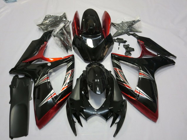 Acquista Carene Moto Suzuki GSXR 600 / GSXR 750 2006-2007 - Rosso Nero Lucido