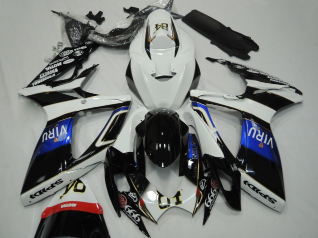 Acquista Carene Moto Suzuki GSXR 600 / GSXR 750 2006-2007 - Bianco Blu Nero Lucido Viru