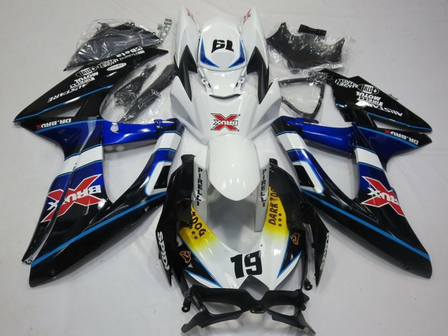 Acquista Carene Moto Suzuki GSXR 600 / GSXR 750 2008-2010 - Bianco Blu Nero Giallo Rosso X Dark Dog 19
