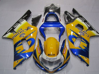 Acquista Carene Moto Suzuki GSXR 600 / GSXR 750 2001-2003 - Giallo Blu Bianco Corona Motul