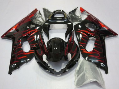 Acquista Carene Moto Suzuki GSXR 600 / GSXR 750 2001-2003 - Nero Lucido Rosso Fiamma