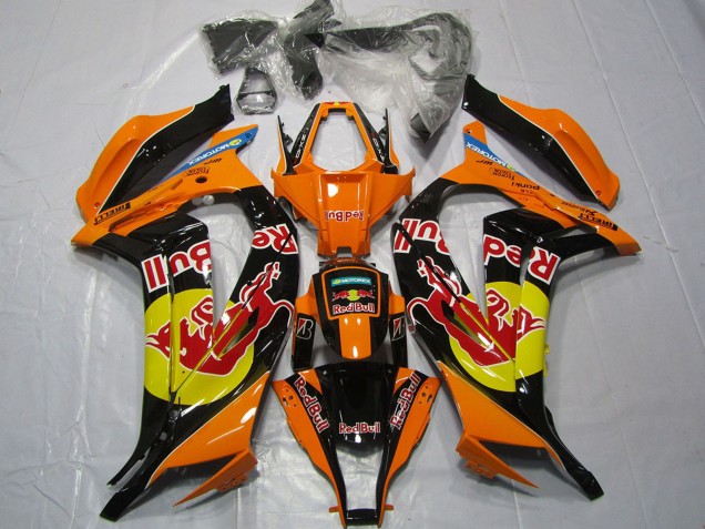 Acquista Carene Moto Kawasaki ZX10R 2011-2015 - Arancia Giallo Nero Lucido Red Bull