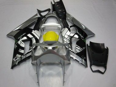 Acquista Carene Moto Kawasaki ZX6R 2003-2004 - Argento Giallo Nero Lucido