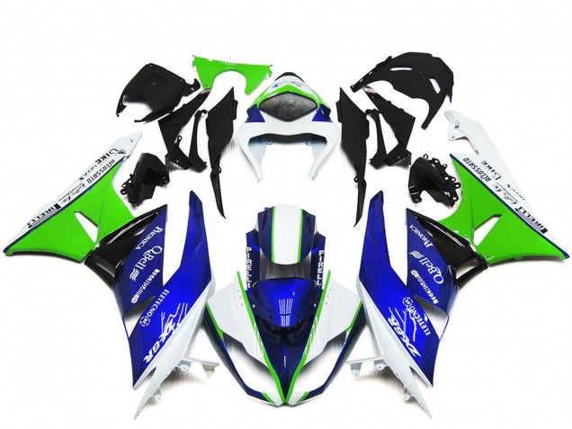 Acquista Carene Moto Kawasaki ZX6R 2009-2012 - Bianco Verde Blu Nero