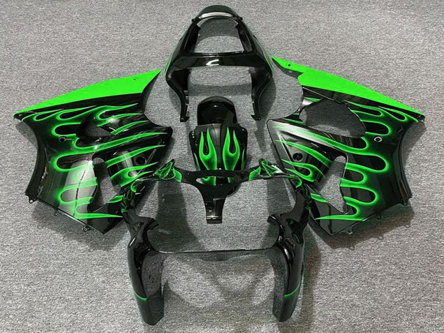 Acquista Carene Moto Kawasaki ZX6R 2000-2002 - Nero Lucido Verde Fiamma
