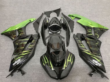 Acquista Carene Moto Kawasaki ZX6R 2009-2012 - Nero Lucido Verde Fiamma
