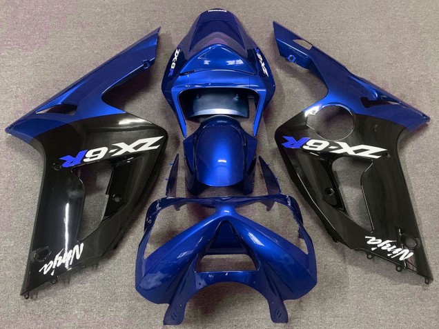 Acquista Carene Moto Kawasaki ZX6R 2003-2004 - Blu Nero Lucido