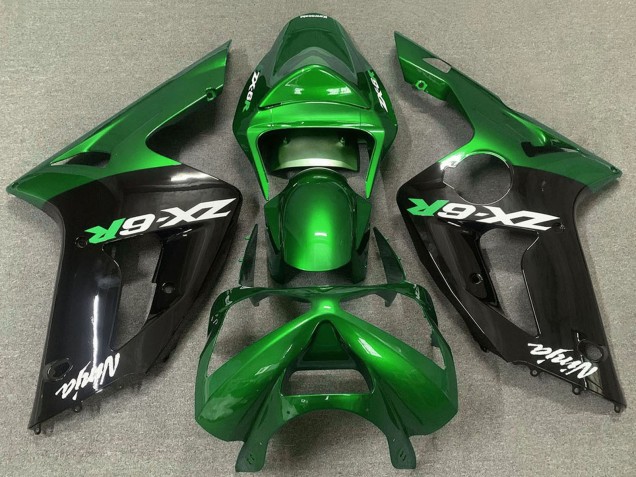 Acquista Carene Moto Kawasaki ZX6R 2003-2004 - Verde Nero Lucido
