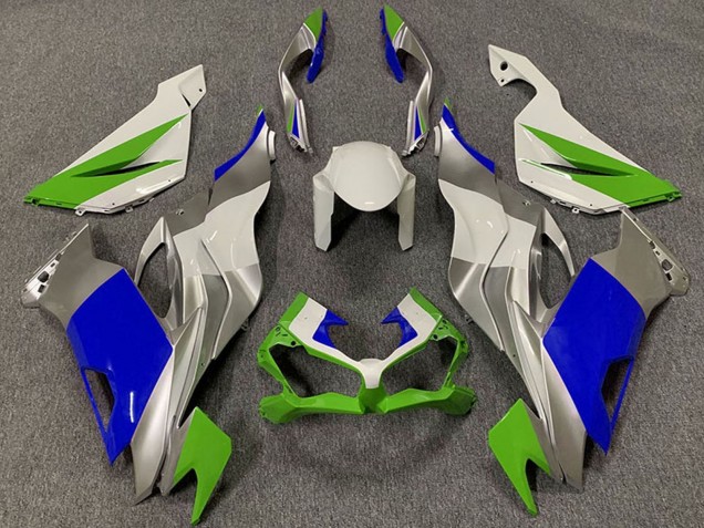 Acquista Carene Moto Kawasaki ZX6R 2019-2022 - Bianco Argento Verde Blu