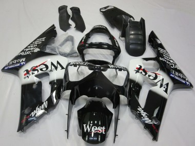 Acquista Carene Moto Kawasaki ZX6R 2003-2004 - Nero Lucido Bianco West