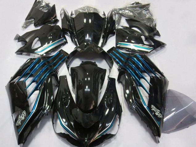 Acquista Carene Moto Kawasaki ZX14R 2012-2024 - Nero Lucido Azzurro Chiaro