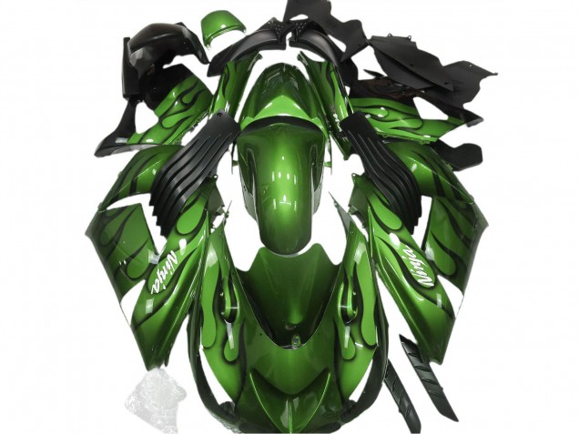 Acquista Carene Moto Kawasaki ZX14R 2006-2011 - Verde Nero Fiamma