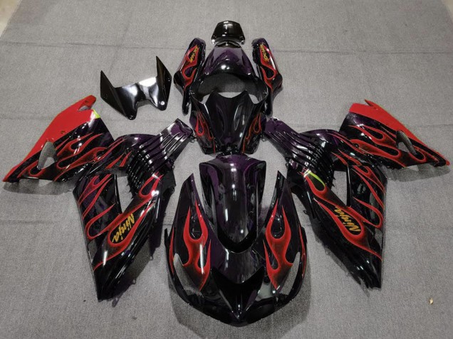 Acquista Carene Moto Kawasaki ZX14R 2006-2011 - Nero Lucido Rosso Fiamma Oro Ninja